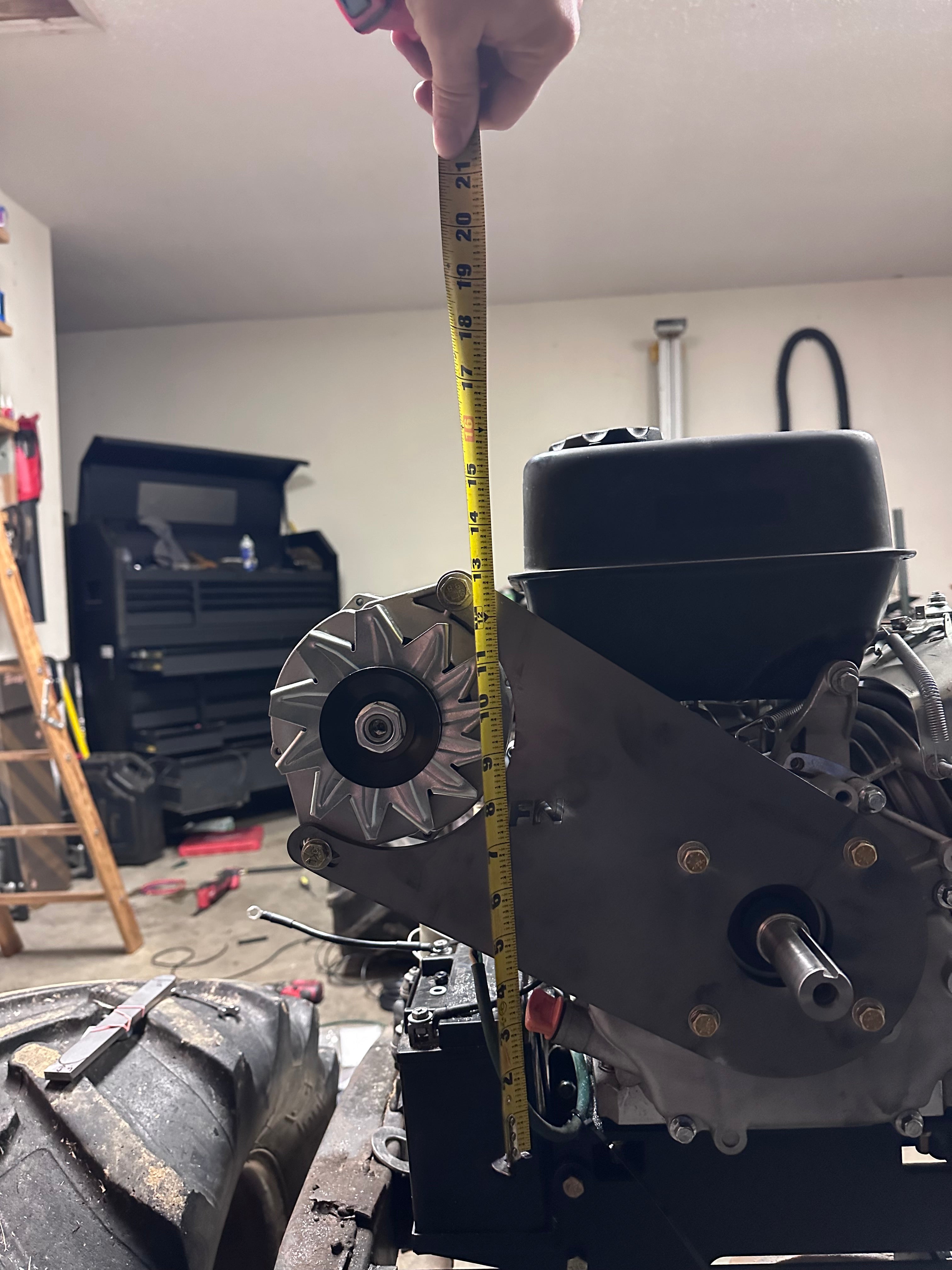 Honda GX390, Predator 420, Predator 459 alternator bracket (10:00 clock position, with fuel tank installed)