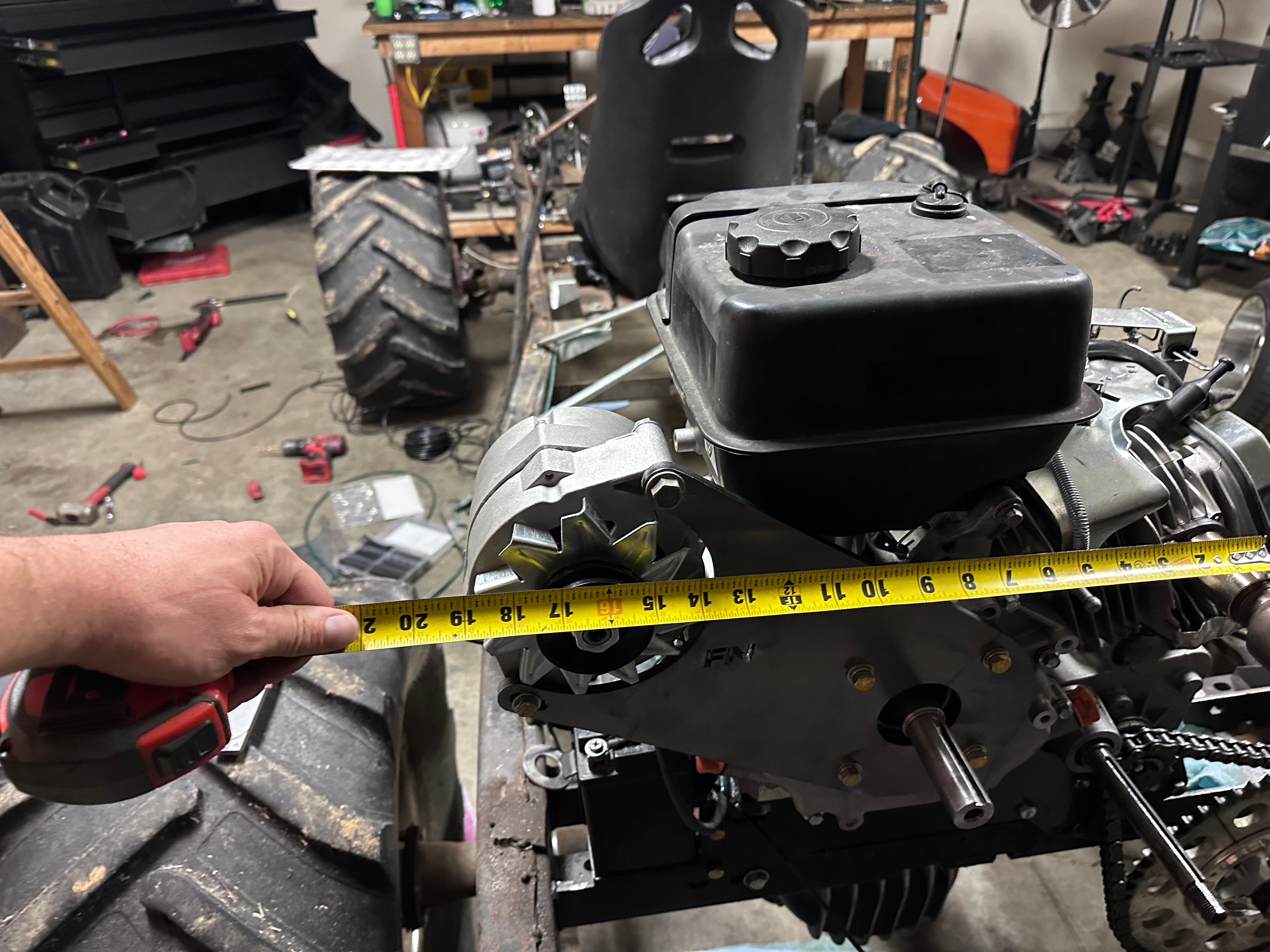 Honda GX390, Predator 420, Predator 459 alternator bracket (10:00 clock position, with fuel tank installed)