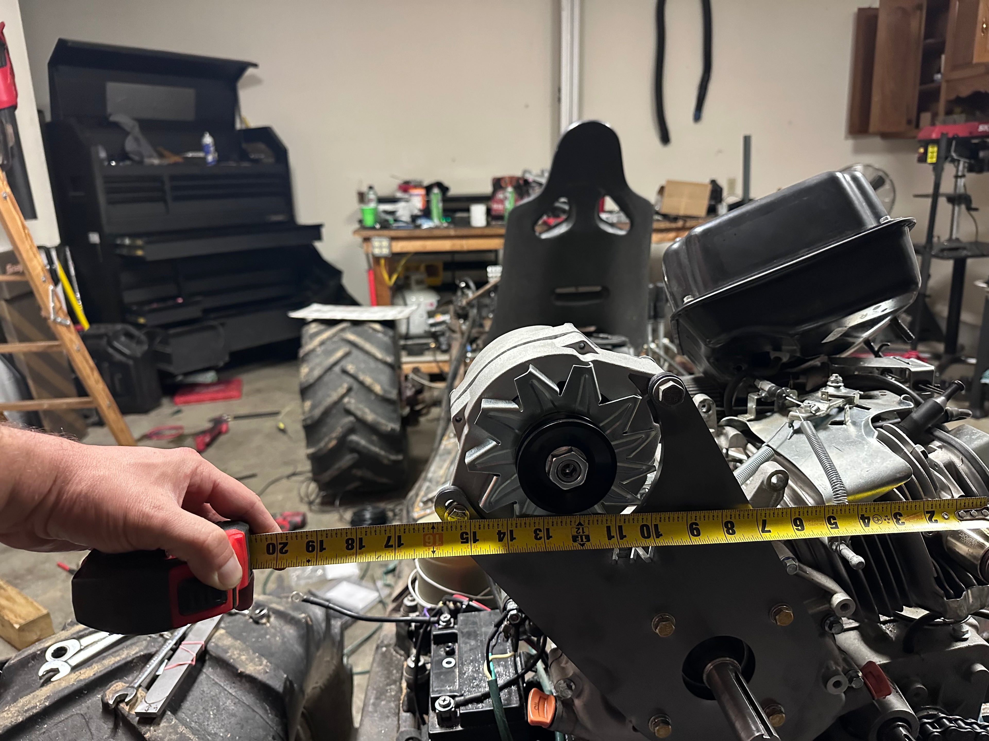 Honda GX390, Predator 420, Predator 459 alternator bracket (shorty 11:00, fuel tank must be removed permanently to fit this bracket)